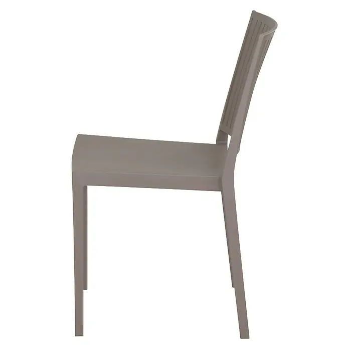 Siena Garden Urban Lights Stapelstuhl Lane - Polypropylen, Stapelbar, Taupe, B x T x H: 46 x 56 x 80 cm - Aufnahme eines modernen taupefarbenen Stuhls im minimalistischen Design, ideal für den Innen- und Außenbereich, mit schlanken Linien und Komfort.