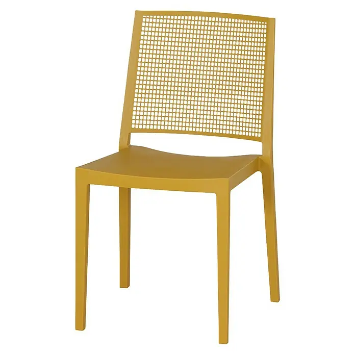 Siena Garden Urban Lights Stapelstuhl Square - Polypropylen, Stapelbar, Mustard, B x T x H: 46 x 56 x 80 cm - Gelber Rattanstuhl mit Sitz und Rückenlehne, elegant und modern für Esszimmer oder Terrasse.