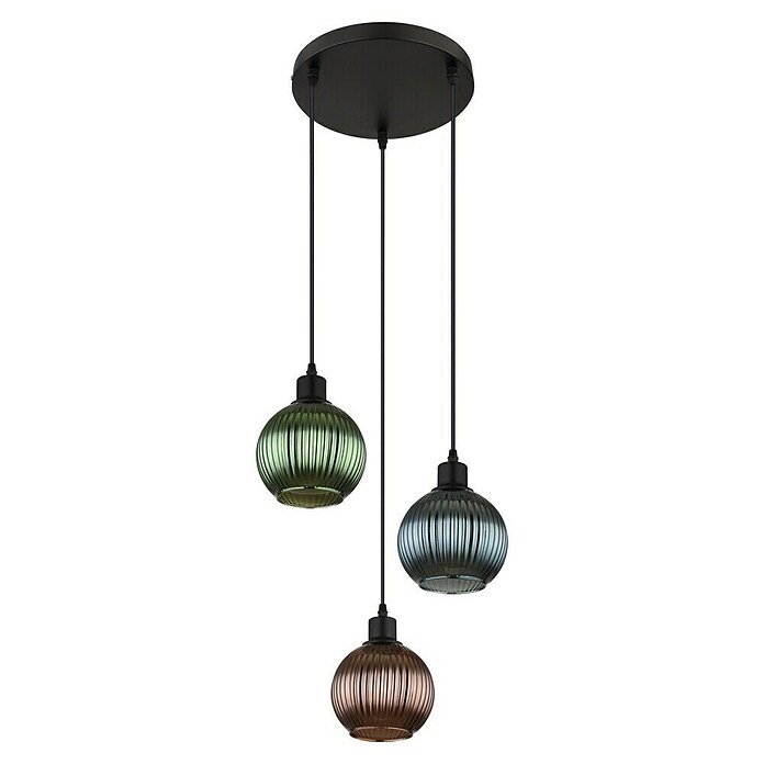 Globo Pendelleuchte rund Zumba (25 W, Ø x H: 25 x 120 cm, Grün/Petrol/Bronze, Schwarz, E27) | BAUHAUS