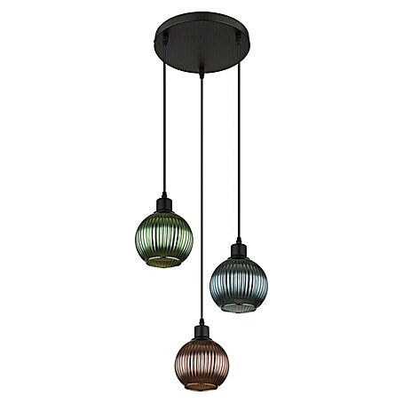 Globo Pendelleuchte rund Zumba (25 W, Ø x H: 25 x 120 cm, Grün/Petrol/Bronze, Schwarz, E27)
