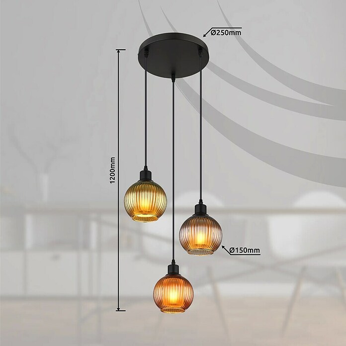 Globo Pendelleuchte rund Zumba (25 W, Ø x H: 25 x 120 cm, Grün/Petrol/Bronze, Schwarz, E27) | BAUHAUS