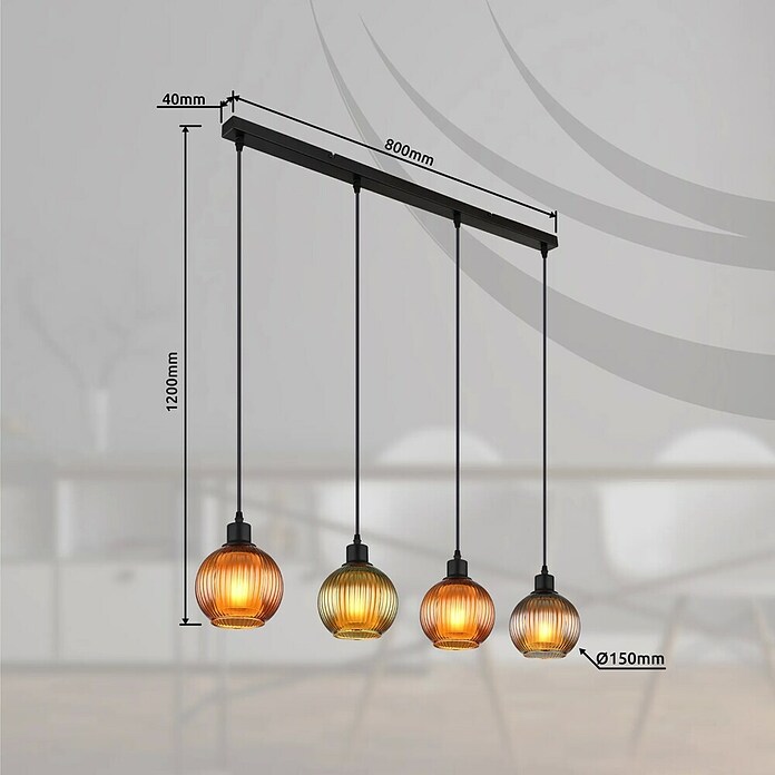 Globo Hängelampe Zumba (25 W, Grün/Bronze/Petrol, Schwarz, 80 x 15 x 120 cm, E27) | BAUHAUS