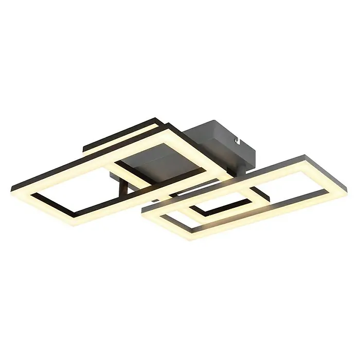 Globo LED-Deckenleuchte Sapena - 24 W, L x B x H: 61,4 x 34,1 x 9,3 cm, Schwarz, Warmweiß - Moderne LED-Deckenleuchte mit geometrischem Design, ideal für stilvolle Beleuchtung in jedem Raum. Elegante Formgebung sorgt für eine harmonische Atmosphäre.