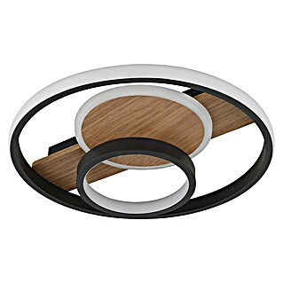 Globo LED-Deckenleuchte Pikara (24 W, Ø x H: 34,5 x 6 cm, Braun/Schwarz, Warmweiß)