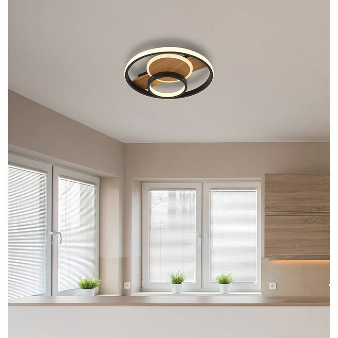 Globo LED-Deckenleuchte Pikara (24 W, Ø x H: 34,5 x 6 cm, Braun/Schwarz, Warmweiß) | BAUHAUS
