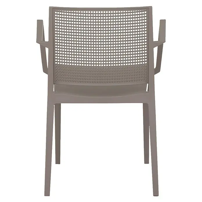 Siena Garden Urban Lights Gartenmöbel-Set Square Sessel/SolaTisch - 3 -tlg., Polypropylen, Taupe/Anthrazit, 65 x 65 cm - Ein schlicht gestalteter Armlehnstuhl in einem neutralen Farbton, der sich durch sein durchbrochenes Rückendesign auszeichnet.