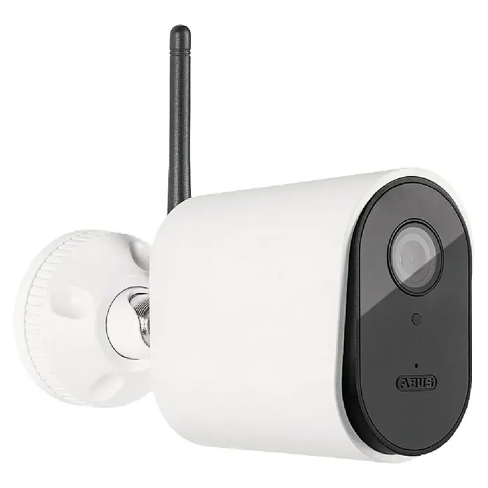 Abus Überwachungskamera Smartlook WLAN PPIC54520 W - Auflösung: 4K Ultra HD/HDR, Weiß - Abus Sicherheitskamera für den Außenbereich. Sie ist kabellos und in Weiß gehalten, mit einer Antenne.