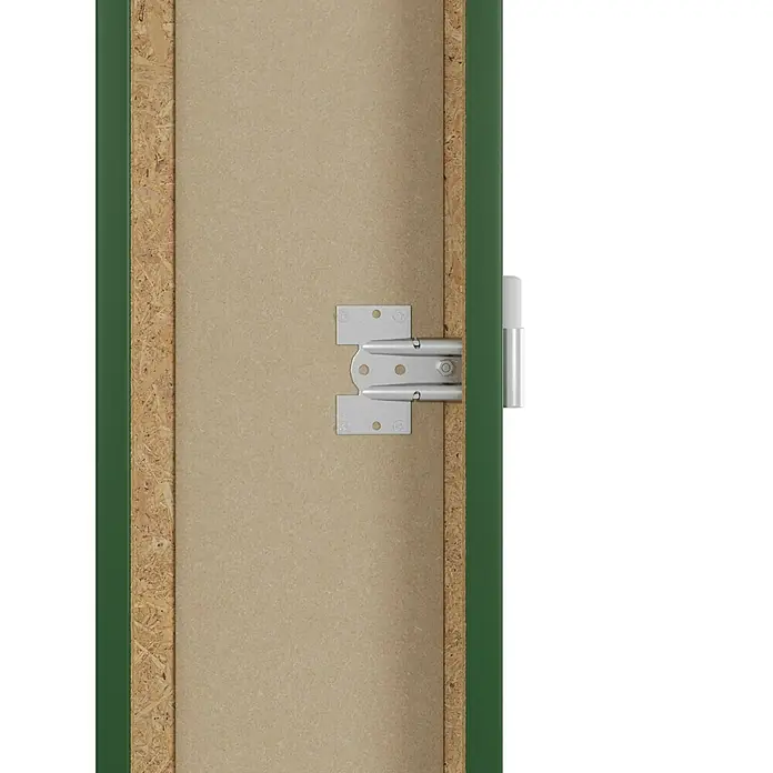 GetaDoor Getalit Türzarge FM8237 - 735 x 1.985 mm, Wandstärke: 185 mm, DIN Anschlag: Rechts, Edeltanne - Ein detailliertes Bild einer Möbeltür mit einem eingebauten Beschlag, der die Stabilität und Funktionalität hervorhebt.