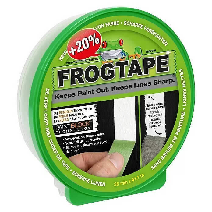 Frogtape Kreativklebeband Multi-Surface inkl. 20 % Gratis-Zugabe - 50 m x 36 mm, Grün, 1 -tlg. - Vorderansicht