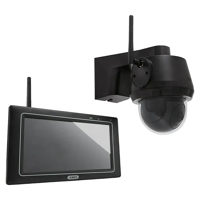 Abus Überwachungskamera-Set Kamera & Monitor Easylook PPDF17100 - Auflösung: 1.024 x 600 Pixel, Schwarz - ABUS Überwachungsset bestehend aus einem Bildschirm und einer Überwachungskamera für den Innen- und Außenbereich.
