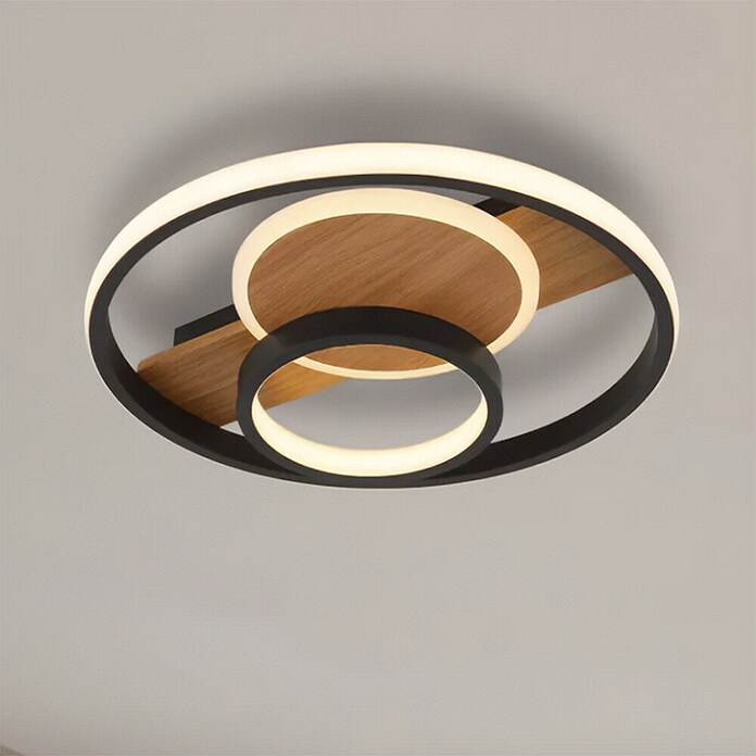 Globo LED-Deckenleuchte Pikara (24 W, Ø x H: 34,5 x 6 cm, Braun/Schwarz, Warmweiß) | BAUHAUS