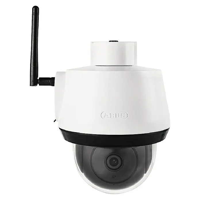 Abus Überwachungskamera Smartlook PPIC52520 WS - Auflösung: 4K Ultra HD/HDR, Weiß - Detailaufnahme einer ABUS Überwachungskamera, ideal für Sicherheitslösungen. Das Gerät ist in Weiß gehalten und verfügt über eine Antenne.