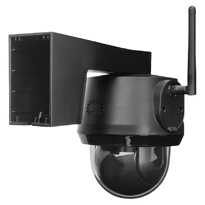 Abus Überwachungskamera PPIC52520 - Auflösung: 4K Ultra HD/HDR, Schwarz - Schwarze Outdoor-Überwachungskamera mit Dome-Gehäuse, Schwenk-/Neige-/Zoomfunktion, integrierter Antenne und Wandhalterung.