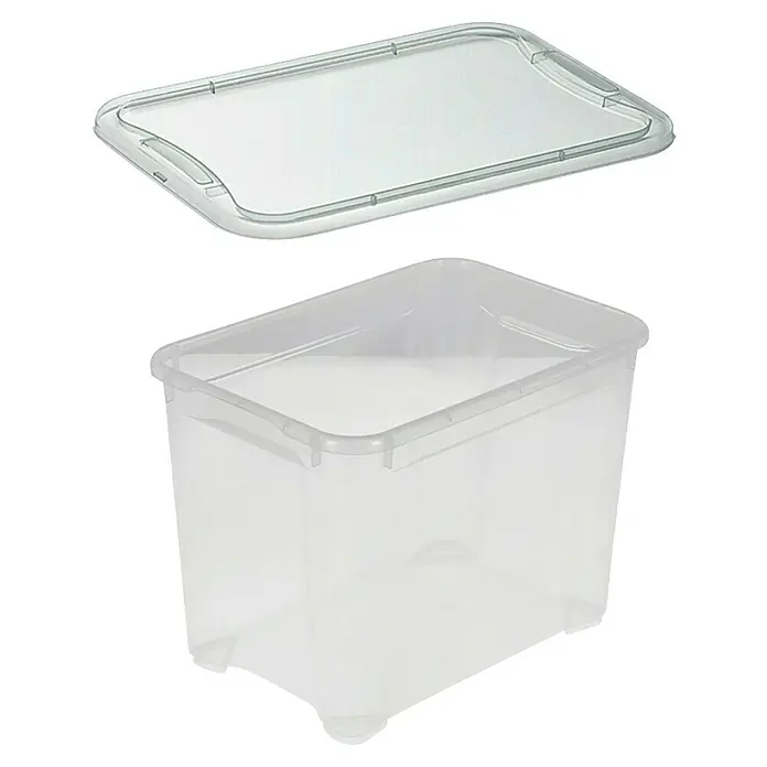 Regalux Caja de almacenaje - L x An x Al: 37,6 x 26 x 28,3 cm, Capacidad volumétrica: 20 l, Plástico - Caja de almacenamiento de plástico transparente con tapa. Ideal para guardar y organizar objetos en casa.