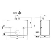 Zanker Kleindurchlauferhitzer MDG 44 (4.400 W, 2,5 l/min bei 38 °C)