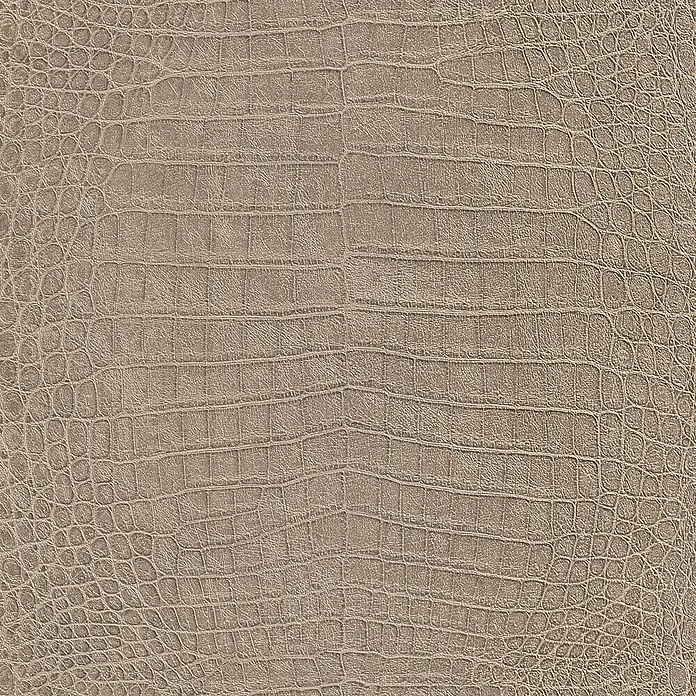 Rasch Mandalay Vliestapete Kroko - Kupferglanz, Tieroptik, 10,05 x 0,53 m - Nahaufnahme eines beigefarbenen Krokodilleder-Texturmusters, das ein elegantes und luxuriöses Erscheinungsbild bietet.