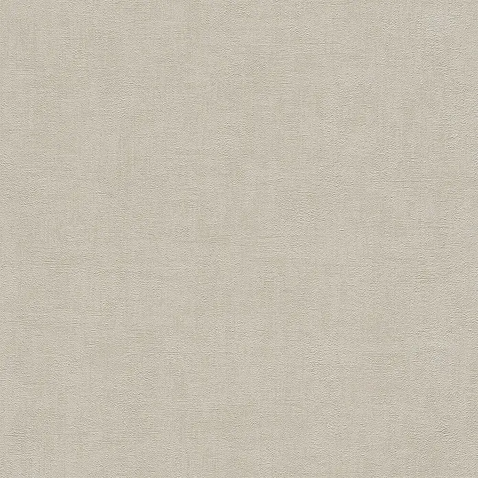 Rasch Vliestapete - Sand, Uni, 10,05 x 0,53 m, Schimmernd - Eine Nahaufnahme einer strukturierten, hellgrauen Tapete, die eine subtile, textile Ästhetik für Wanddekorationen zeigt.