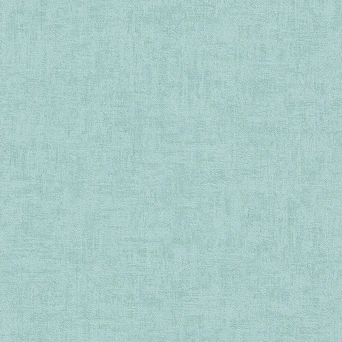 Rasch Vliestapete - Blau, Uni, 10,05 x 0,53 m, Schimmernd - Ein detailreiches Bild einer hellblauen Stofftextur, die eine subtile und gleichmäßige Oberflächenstruktur aufweist. Ideal für Hintergründe und Designprojekte.