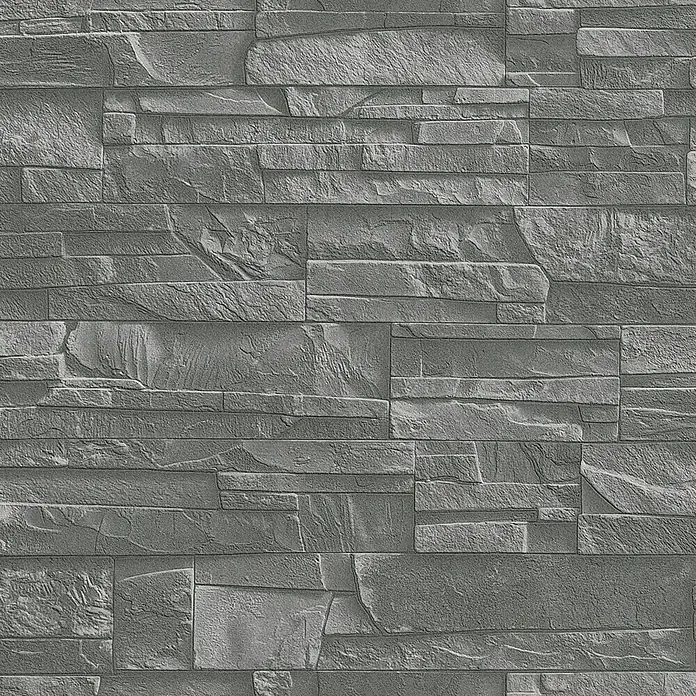 Rasch Vliestapete Steinoptik - Grau/Silber/Schwarz, 3D-Optik, 10,4 x 0,53 m - Graue Steinmauer-Tapete mit natürlicher Textur. Ideal, um jedem Raum einen Hauch von rustikalem Charme und moderner Eleganz zu verleihen.