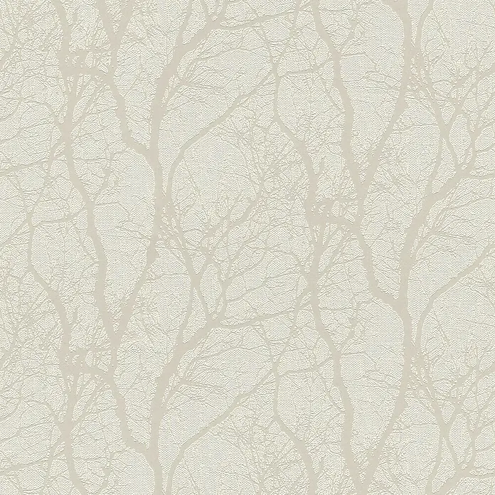 Rasch Tapetenwechsel Vliestapete Äste - Beige/Weiß, Floral, 10,05 x 0,53 m - Beige Tapete mit einem dezenten Baumzweigmuster, das eine ruhige und natürliche Atmosphäre schafft. Elegante Wandgestaltung für jeden Raum.