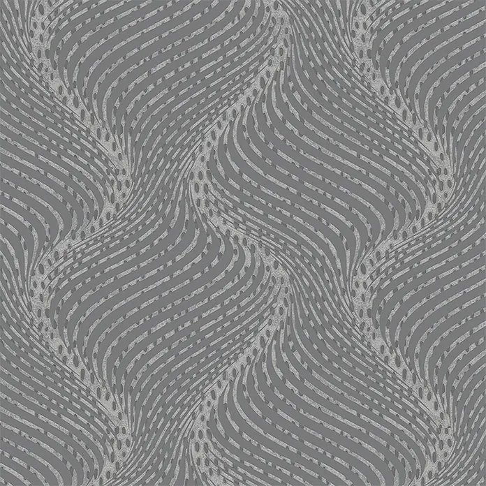 Marburg La Veneziana III Vliestapete Welle - Anthrazit, Wellen, 10,05 x 0,53 m - Abstraktes graues Muster mit geschwungenen Linien und subtiler Textur, das eine moderne und stilvolle Optik erzeugt.\n