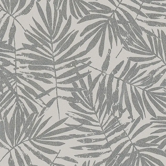 Marburg La Veneziana IV Vliestapete Palmenblätter - Beige/Grau, Floral, 10,05 x 0,53 m - Ein nahtloses Muster mit stilisierten Palmblättern in sanften Grautönen, ideal für moderne Wohnraumgestaltungen.