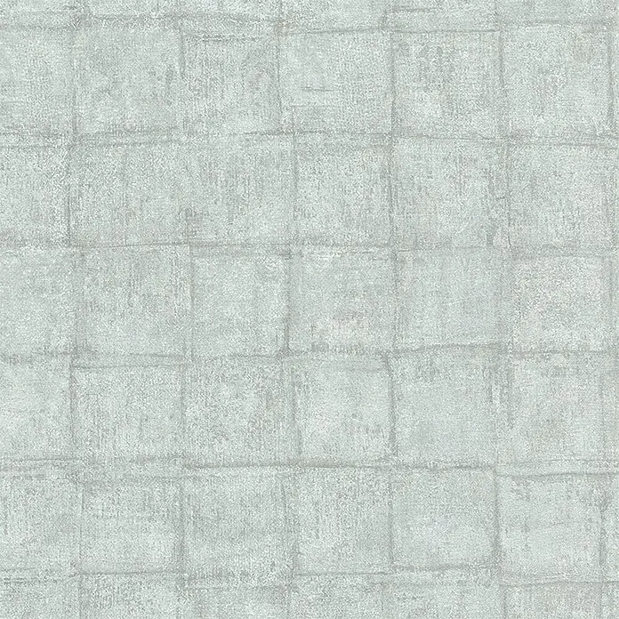 Marburg Casual Vliestapete Karomuster - Grün/Grau, Grafisch, 10,05 x 0,53 m - Grauer Wandbelag mit einem texturierten quadratischen Muster, ideal für moderne Innenräume und zur Schaffung einer stilvollen Atmosphäre.