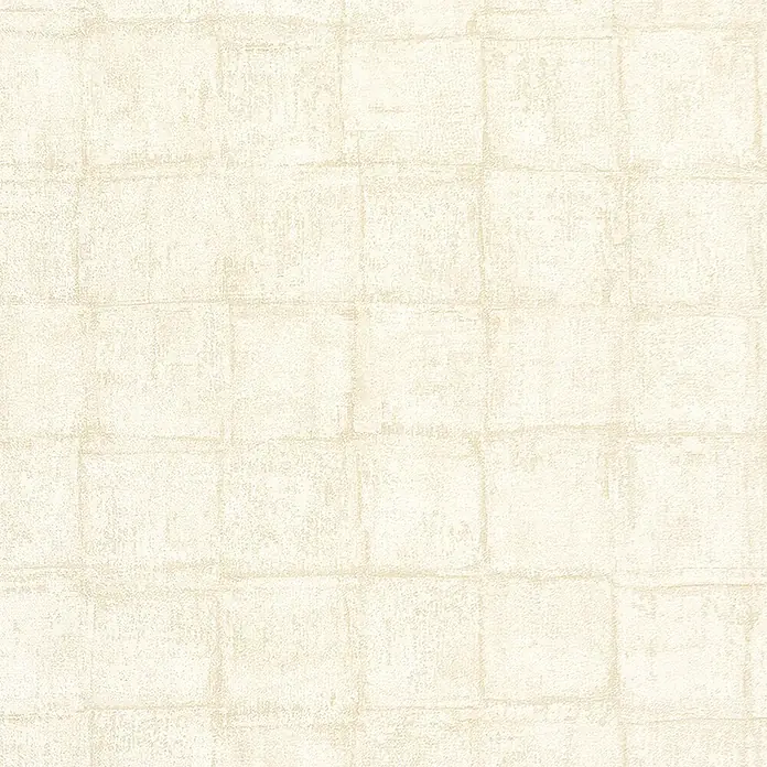 Marburg Casual Vliestapete Karomuster - Beige, Grafisch, 10,05 x 0,53 m - Nahaufnahme einer quadratischen, beigen Wandfliese mit leicht strukturierten Oberflächen für einen modernen, stilvollen Look.
