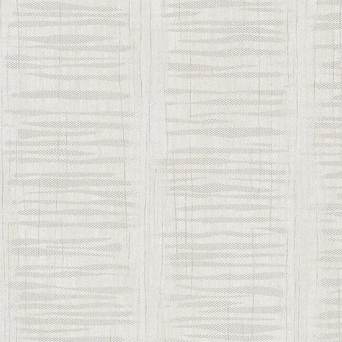 Marburg Nabucco Vliestapete Masala - Beige/Grau, Streifen, 10,05 x 0,53 m - Eine Nahaufnahme eines eleganten, weißen Struktur-Tapetenmusters mit horizontalen Linien und subtilen Texturen.