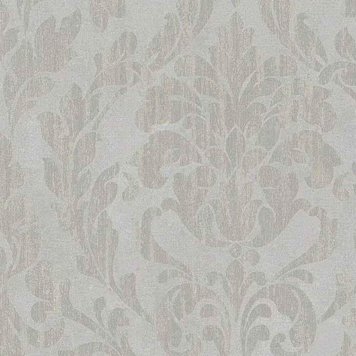 Marburg Nabucco Vliestapete - Greige, Ornament, 10,05 x 0,53 m - Elegantes Tapetenmuster mit einem subtilen Damastdesign in sanften Grautönen, ideal für stilvolle Innenräume.