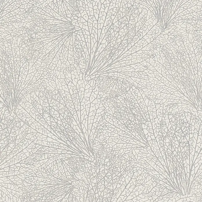 Marburg La Veneziana IV Vliestapete - Beige/Grau, Grafisch, 10,05 x 0,53 m - Elegante Tapete mit silberfarbenem Korallenmuster auf hellem Hintergrund. Perfekt für ein maritimes oder modernes Ambiente.