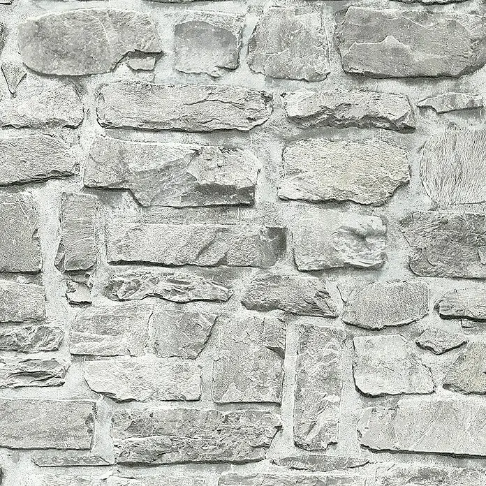 A.S. Création Il Decoro Vliestapete Bruchsteinmauer - Grau, Steinoptik, 10,05 x 0,53 m - Graue Steinmauer-Tapete mit einem realistischen Erscheinungsbild und einer rauen Textur, die jedem Raum rustikalen Charme verleiht.