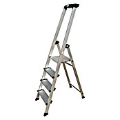 Krause PlusLine Stufenstehleiter Safety (Arbeitshöhe: 2,85 m, Anzahl Tritte: 4 Stufen, Tiefe Stufen: 125 mm, Aluminium)