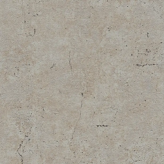 A.S. Création Metropolitan Stories Vliestapete Betonoptik - Taupe, Betonoptik, 10,05 x 0,53 m - Nahaufnahme einer beigen Betonwand mit feinen Rissen und Unebenheiten, die eine rustikale und robuste Textur zeigt.