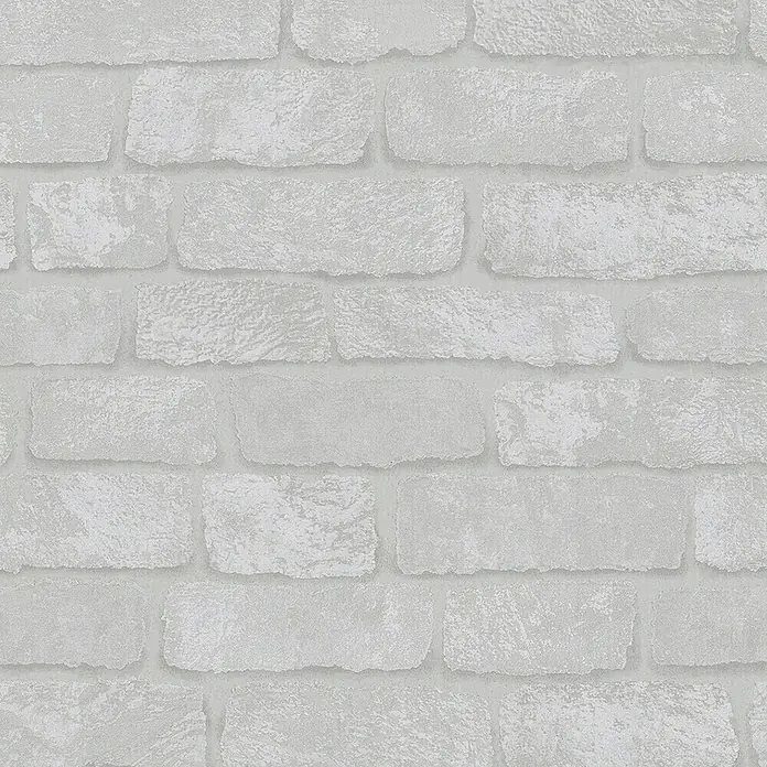 Marburg Sand & Stones Vliestapete Steinmauer II - Hellgrau, Steinoptik, 10,05 x 0,53 m - Elegante graue Ziegel Tapete für eine moderne Wandgestaltung. Die Steinoptik verleiht jedem Raum einen stilvollen und robusten Charakter.