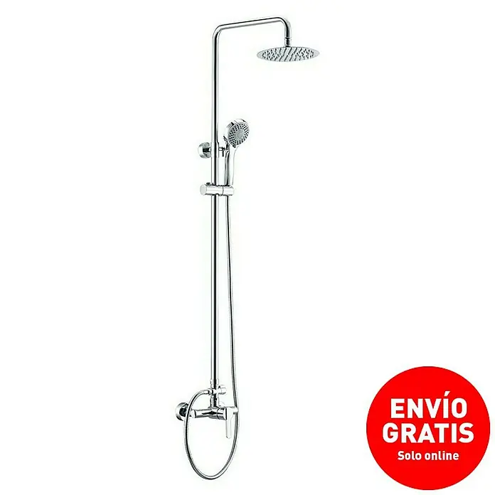 Camargue Sabati Sistema de ducha - Con grifo monomando, Cromo - Columna de ducha con rociador superior y teleducha. La elegante columna de ducha cromada ofrece un diseño moderno y una experiencia de ducha lujosa.