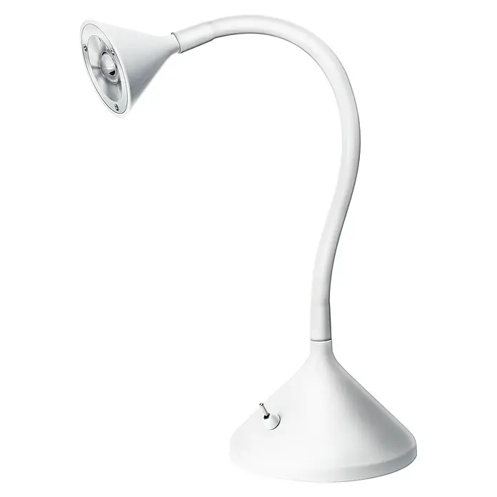Tween Light Swan Lámpara de sobremesa - 3 W, L x An x Al: 15 x 15 x 30 cm, Blanco, Blanco cálido - Lámpara de escritorio blanca con brazo flexible y base cónica para el escritorio. Solución de iluminación práctica.