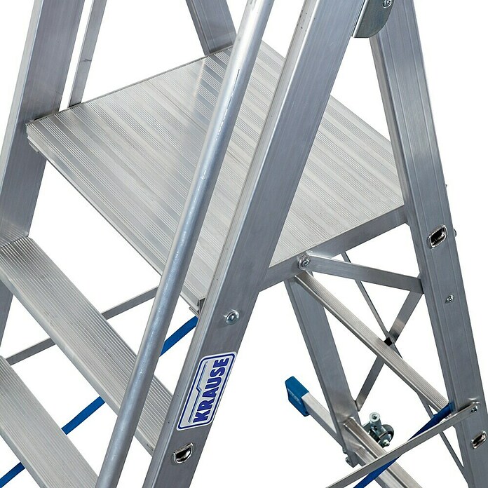 Krause Stabilo Stufenstehleiter (Arbeitshöhe: 4,1 m, 9 Stufen, Aluminium, Sicherheitsbügel)