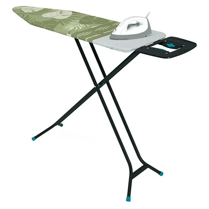 Bügeltischbezug Turbo & Parking - Passend für: Bügeltische von 126 x 43 cm bis 140 x 52 cm - Bügeltisch mit tropischem Muster und Ablagefläche für das Bügeleisen, ideal für effizientes und komfortables Bügeln.