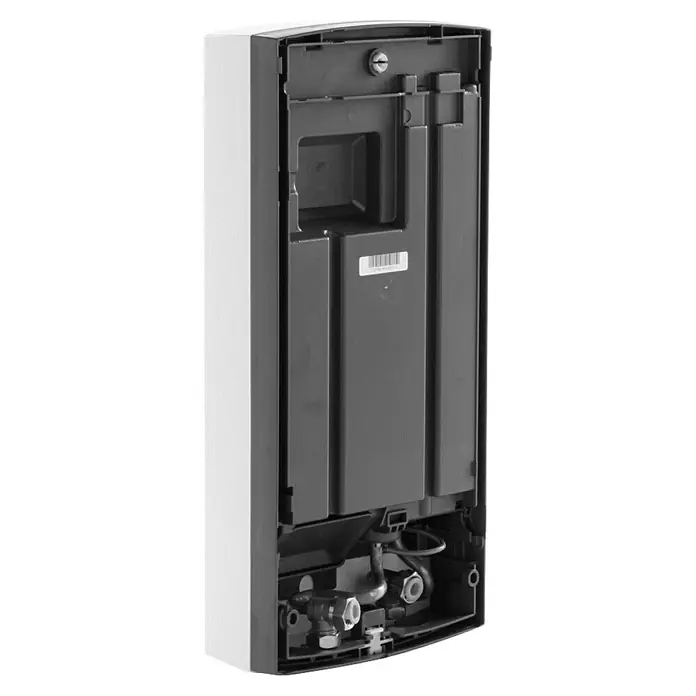 AEG Durchlauferhitzer DDLE LCD - 18/21/24 kW, Elektronisch - Aufnahme der Rückseite eines modernen Heizkessels. Die modulare Bauweise und die Anschlüsse für die Installation sind sichtbar.