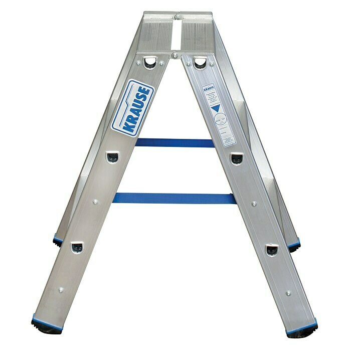 Krause Stabilo Stufen-Doppelleiter (Arbeitshöhe: 2,25 m, Anzahl Tritte: 2 x 3 Stufen, Tiefe Stufen: 80 mm, Aluminium)