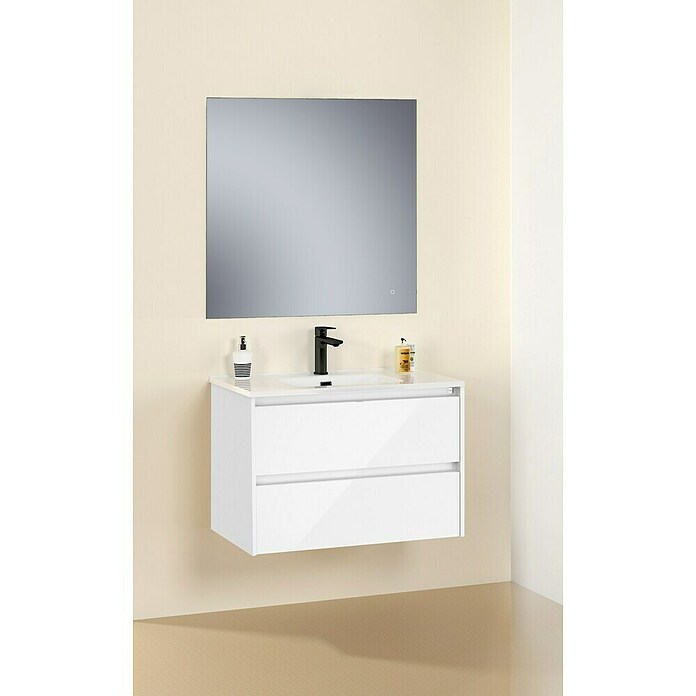 Roca Conjunto de mueble de baño Sagano (Ancho total del mueble de baño: 80,5 cm, Blanco, Brillante) | BAUHAUS