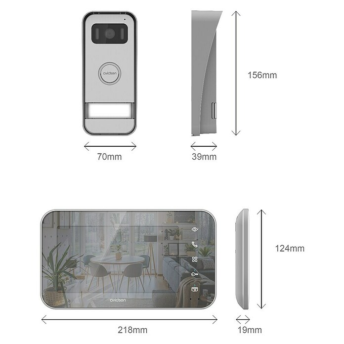 Avidsen Türklingel mit Kamera Video Türsprechanlage Maya (Silber, 800 x 480 Pixel) | BAUHAUS