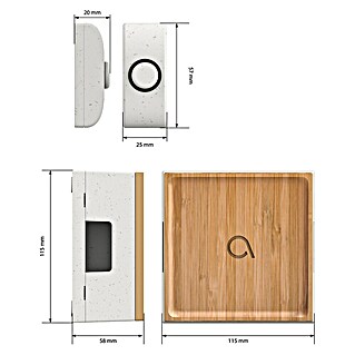 Avidsen Türklingel Bamboo Square (Grau, Bambus, Reichweite ca.: 100 m)