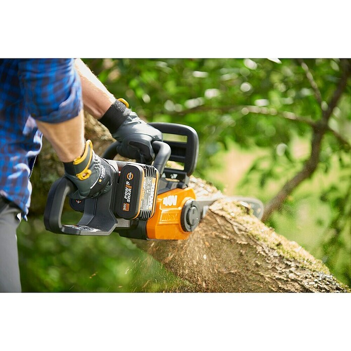 Worx Motosierra de batería (Tensión de la batería: 40 V, Iones de litio, Sin batería, 35 cm)
