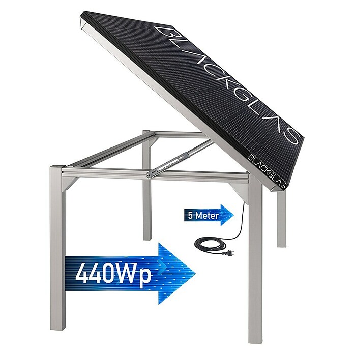 Blackglas Solar-Tischkraftwerk Geo Voltix (445 W, L x B x H: 180 x 120 x 172,2 cm, Ohne Rollen) | BAUHAUS