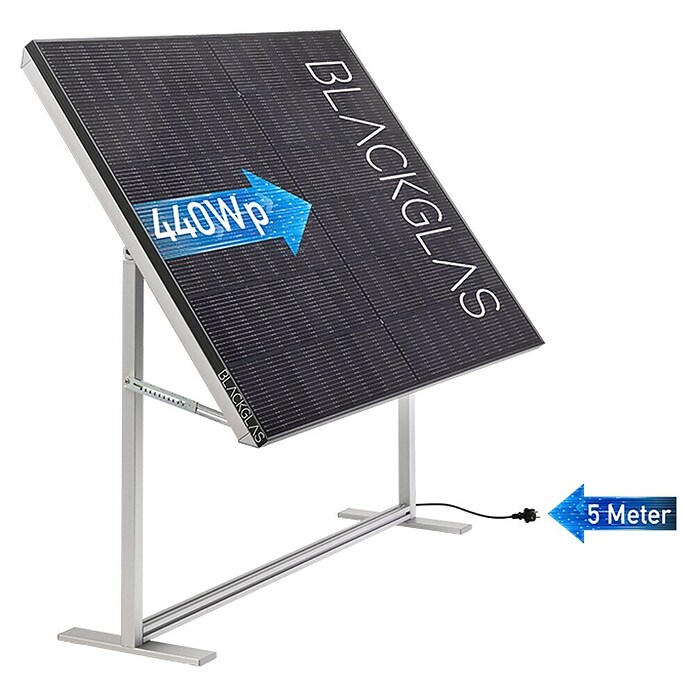 Blackglas Solar-Tischkraftwerk Geo Kraft (440 W, L x B x H: 180 x 120 x 140 cm, Ohne Rollen) | BAUHAUS