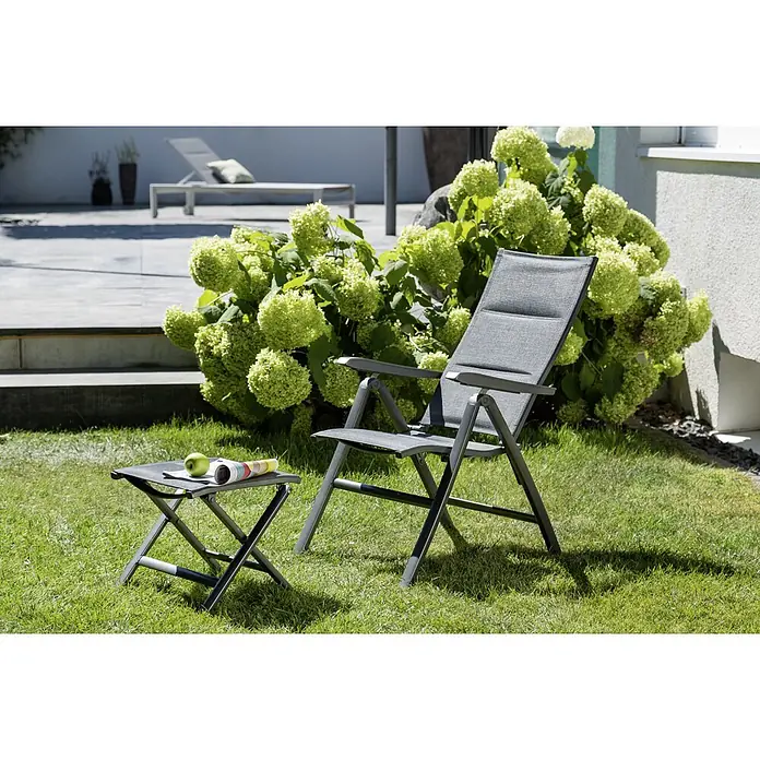 Sunfun Maja Gartenhocker - Aluminium, Textil, Klappbar, Anthrazit, B x T x H: 40 x 40 x 38 cm - Grauer Gartenstuhl und Tisch im Freien, perfekt für entspannte Stunden im Grünen.