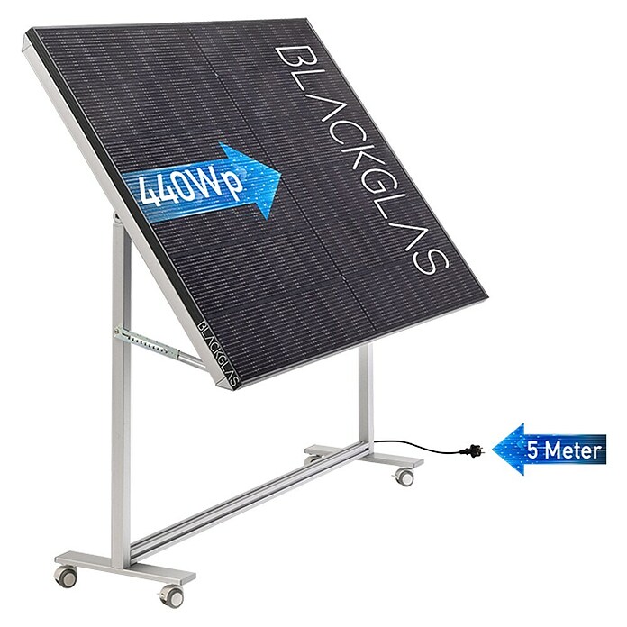 Blackglas Solar-Tischkraftwerk Geo Kraft Pro (440 W, L x B x H: 180 x 120 x 172,2 cm, Mit Rollen) | BAUHAUS