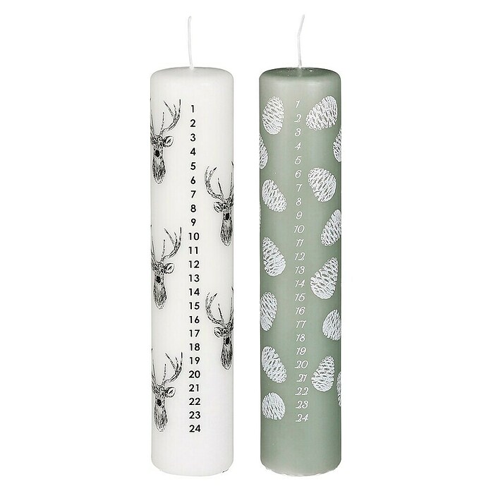 Vela decorativa (Ø x Al: 5 x 25 cm, Blanco/Verde) | BAUHAUS